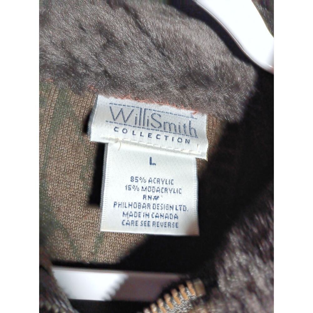 Willi Smith Women Large Cable Knit Zip Sweater Faux Fur Trim Y2K Boho Après Ski - Picture 3 of 6